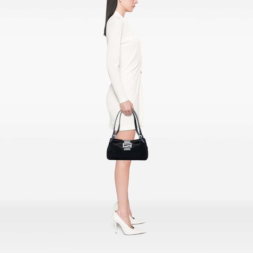 Fendi Cotton FF Shoulder Bag Black Very good condition - Box View