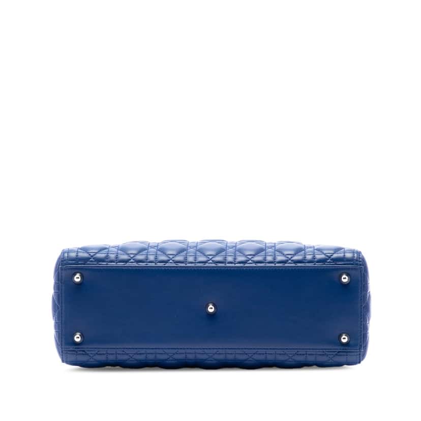Dior Large Lambskin Cannage Lady Dior Blue Leather Very good condition - Inside View
