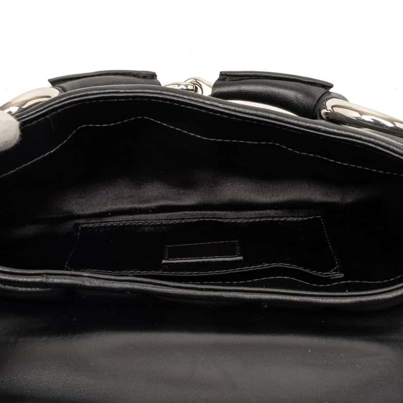 Gucci Small Quilted Leather Horsebit Chain Satchel Black Leather Very good condition - Model View