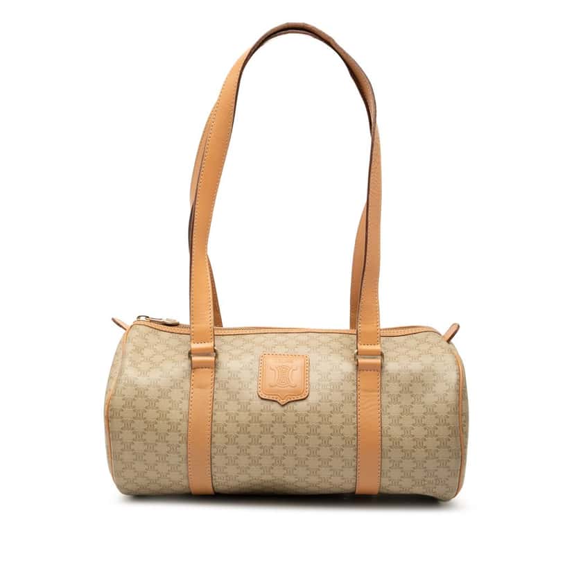 Celine Macadam Coated Canvas Shoulder Bag Beige Very good condition - Front View