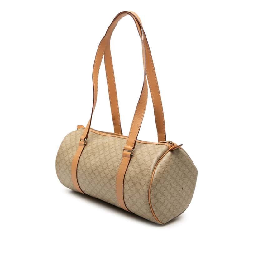 Celine Macadam Coated Canvas Shoulder Bag Beige Very good condition - Back View