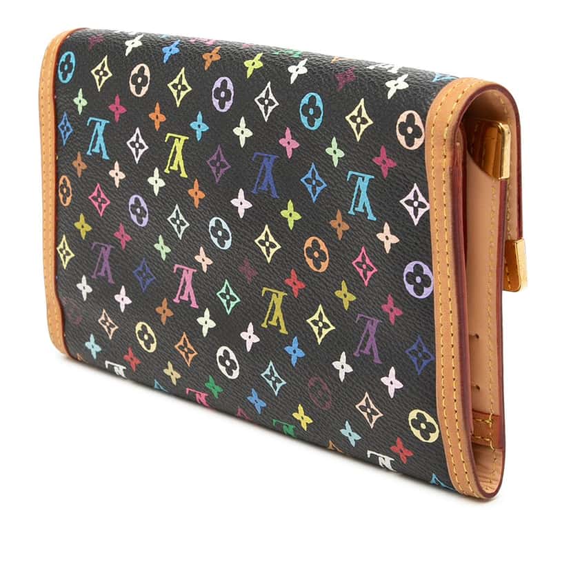 Louis Vuitton Monogram Multicolore Porte Tresor International Wallet Black Very good condition - Back View