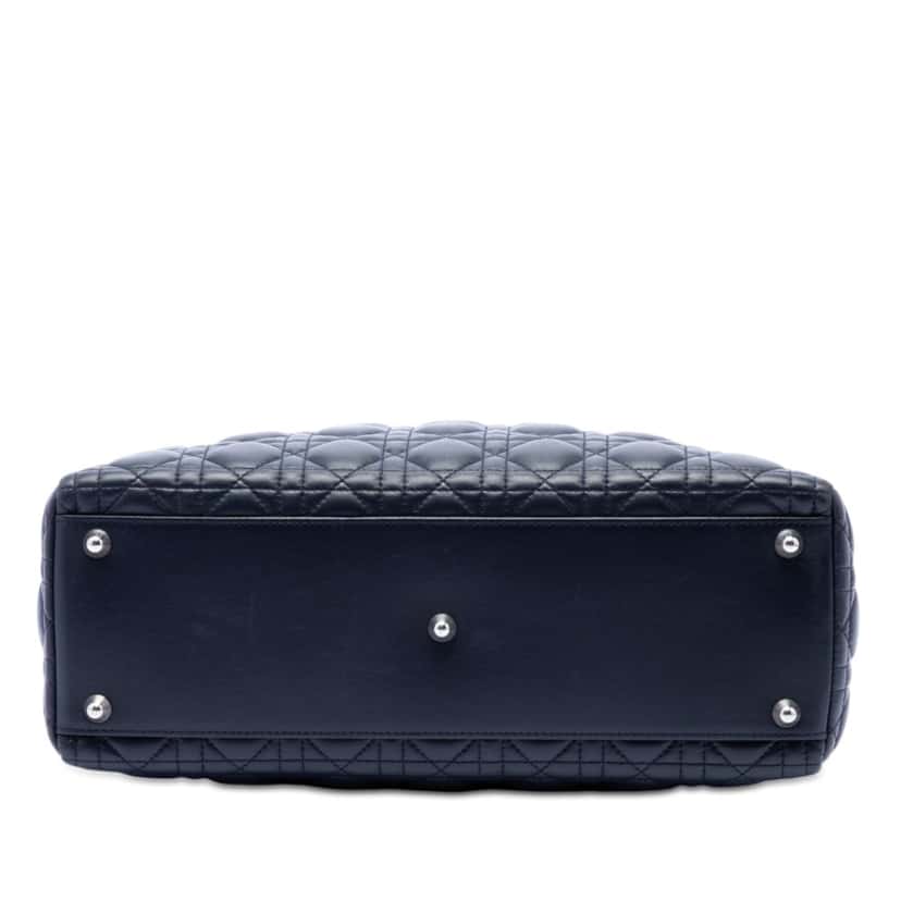 Dior Large Lambskin Cannage Lady Dior Blue Leather Very good condition - Inside View