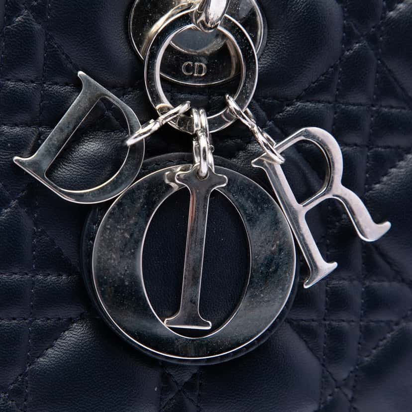 Dior Large Lambskin Cannage Lady Dior Blue Leather Very good condition - Box View