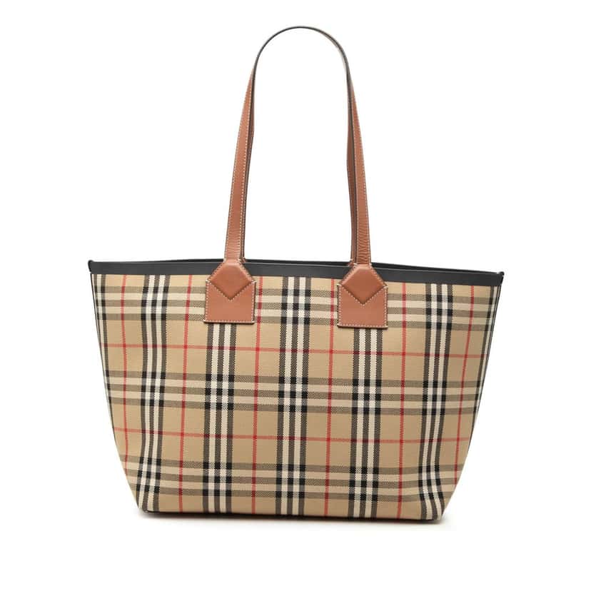 Burberry Medium House Check Canvas London Tote Beige Very good condition - Front View