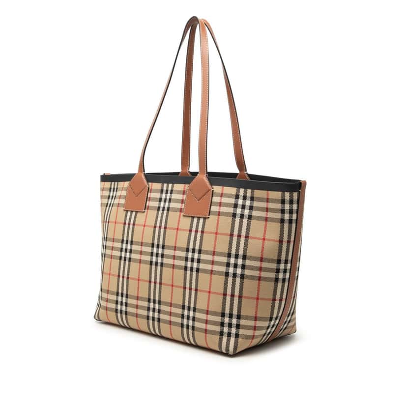 Burberry Medium House Check Canvas London Tote Beige Very good condition - Back View