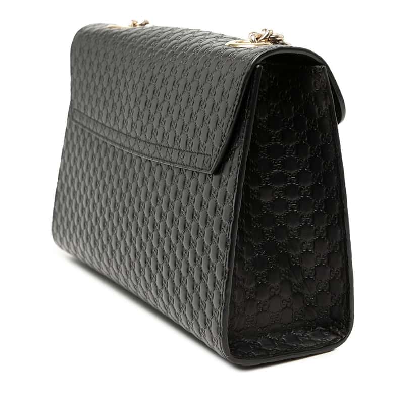 Gucci Medium Microguccissima Emily Shoulder Bag Black Leather Very good condition - Back View