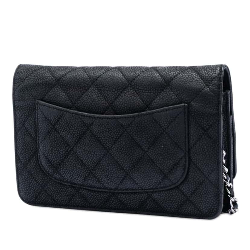 Chanel CC Quilted Caviar Wallet on Chain Black Leather Very good condition - Back View
