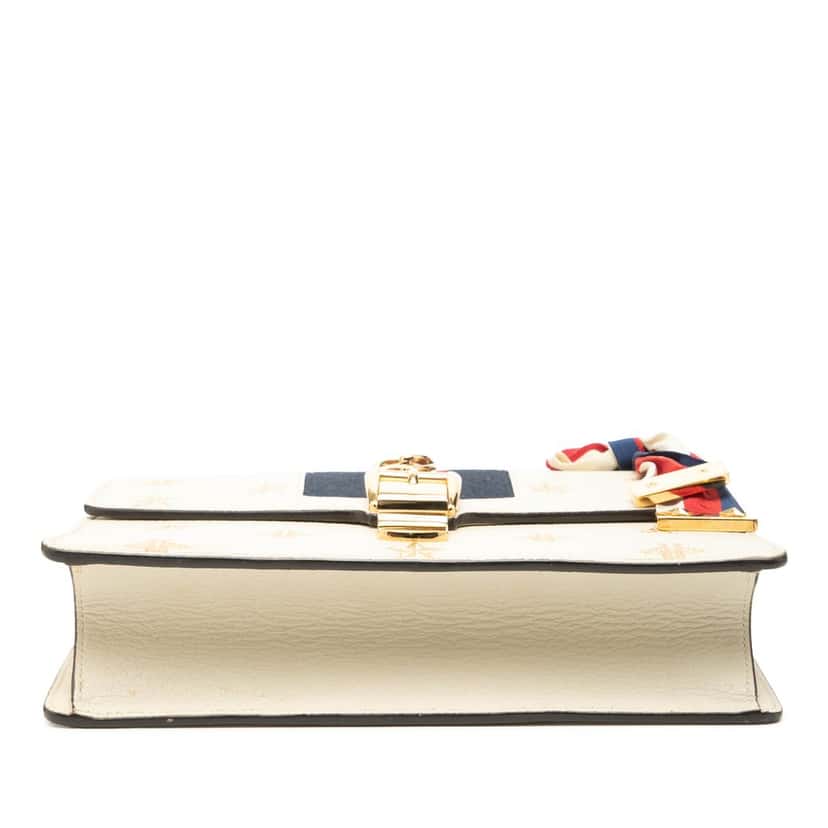 Gucci Small Leather Bee Star Sylvie Satchel White Leather Very good condition - Inside View