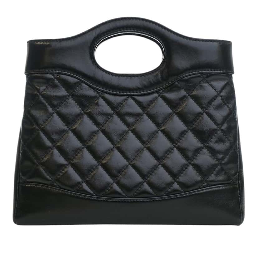 Chanel Mini Glazed Calfskin 31 Shopping Bag Black Leather Very good condition - Model View