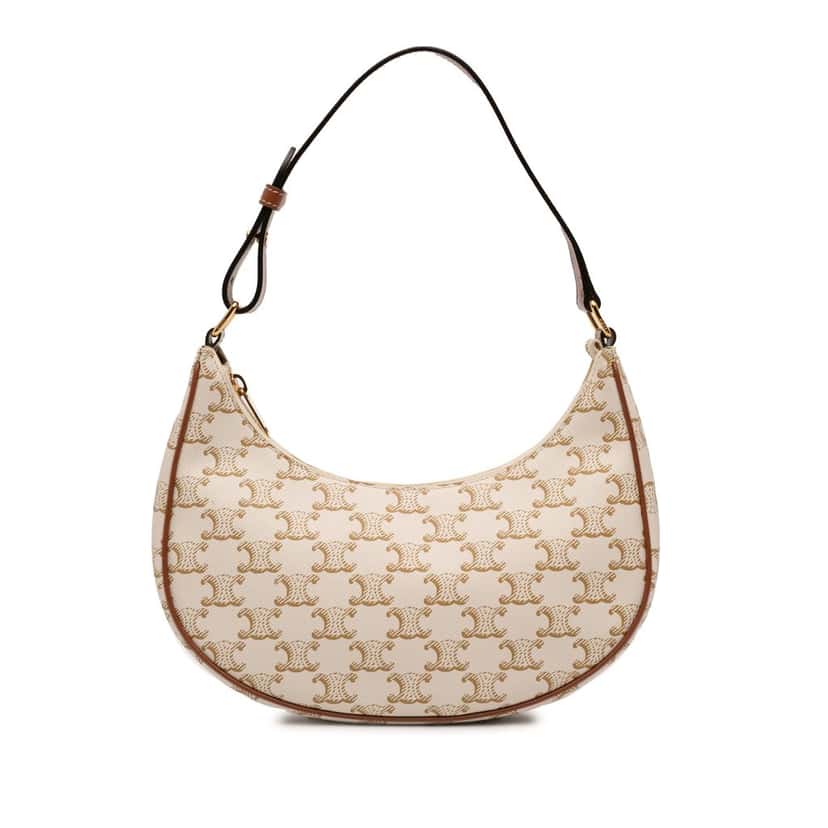 Celine Triomphe Coated Canvas Ava Shoulder Bag Brown Very good condition - Front View