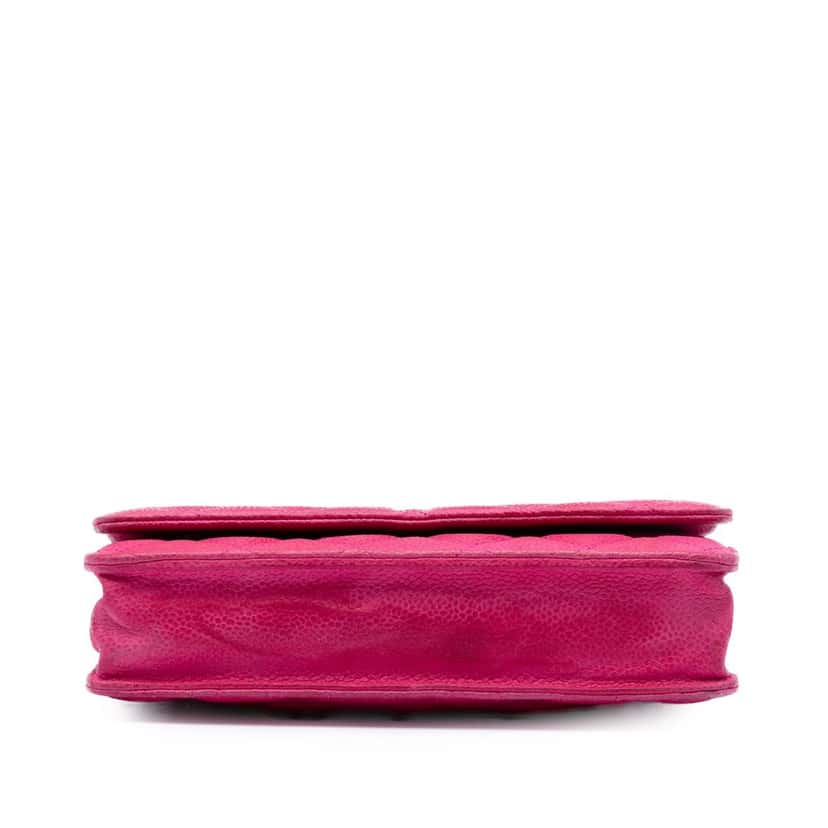Chanel CC Quilted Caviar Wallet on Chain Pink Leather Very good condition - Inside View