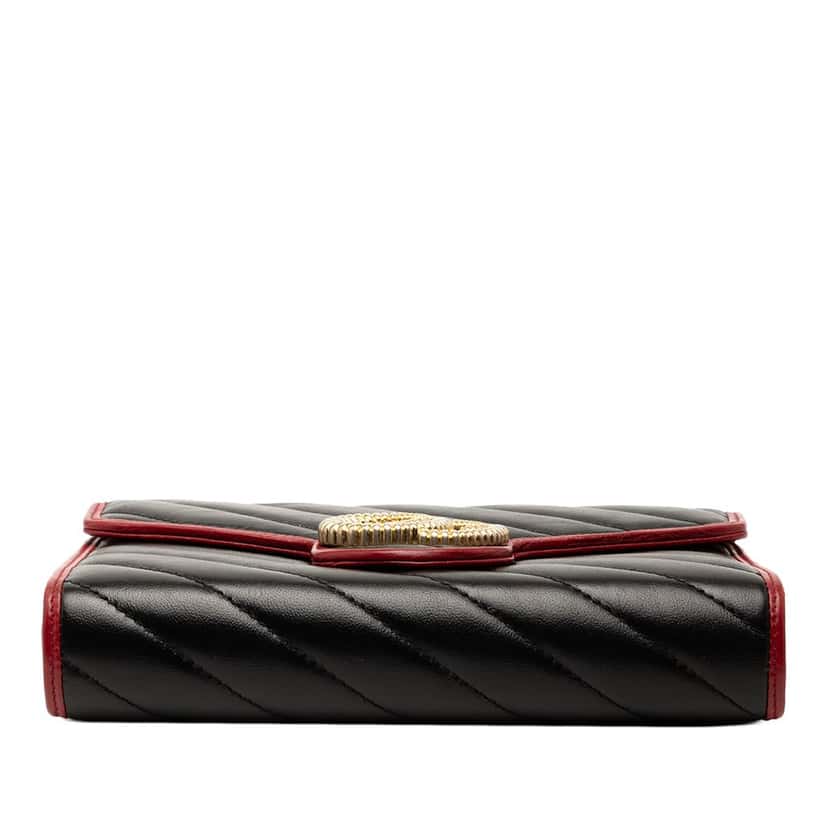 Gucci GG Marmont Matelasse Leather Torchon Wallet On Chain Black Leather Very good condition - Inside View