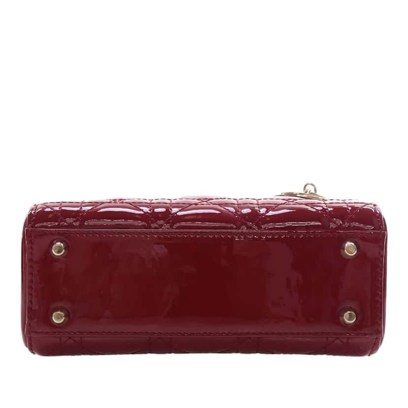 Dior Mini Patent Cannage Lady Dior Red Leather Very good condition - Box View