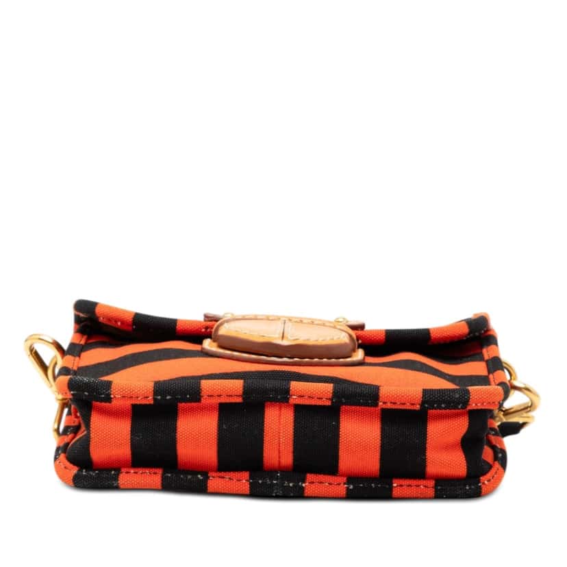 Prada Canvas Canapa Righe Striped Messenger Bag Orange Very good condition - Inside View