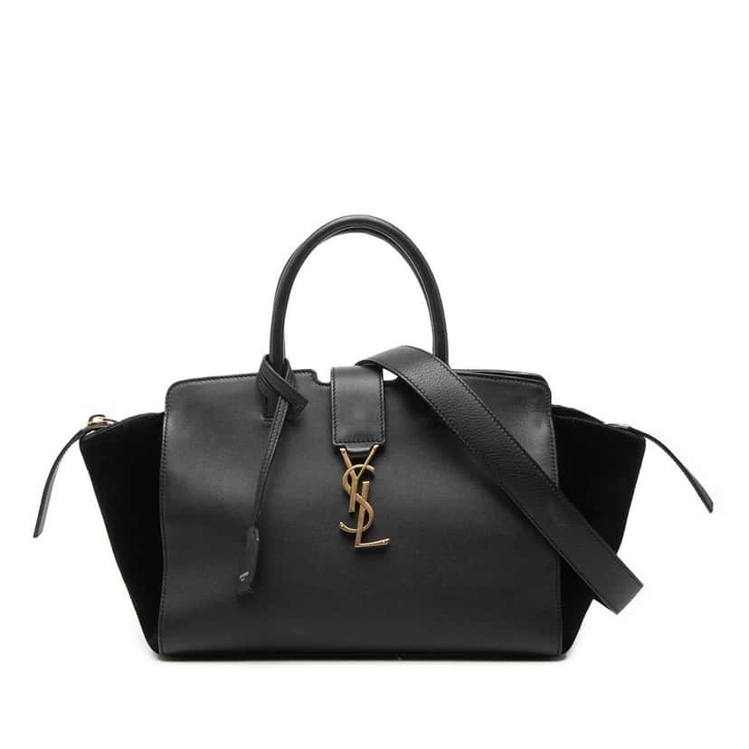 Saint Laurent Baby Suede Trimmed Leather Downtown Cabas Satchel Black Leather Very good condition - Front View