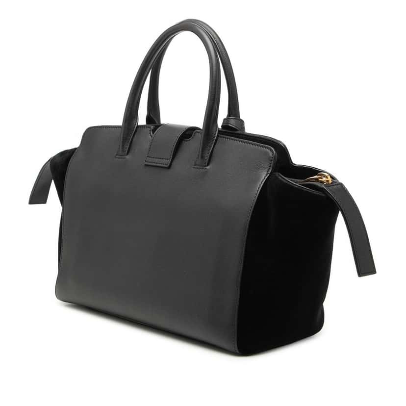 Saint Laurent Baby Suede Trimmed Leather Downtown Cabas Satchel Black Leather Very good condition - Back View