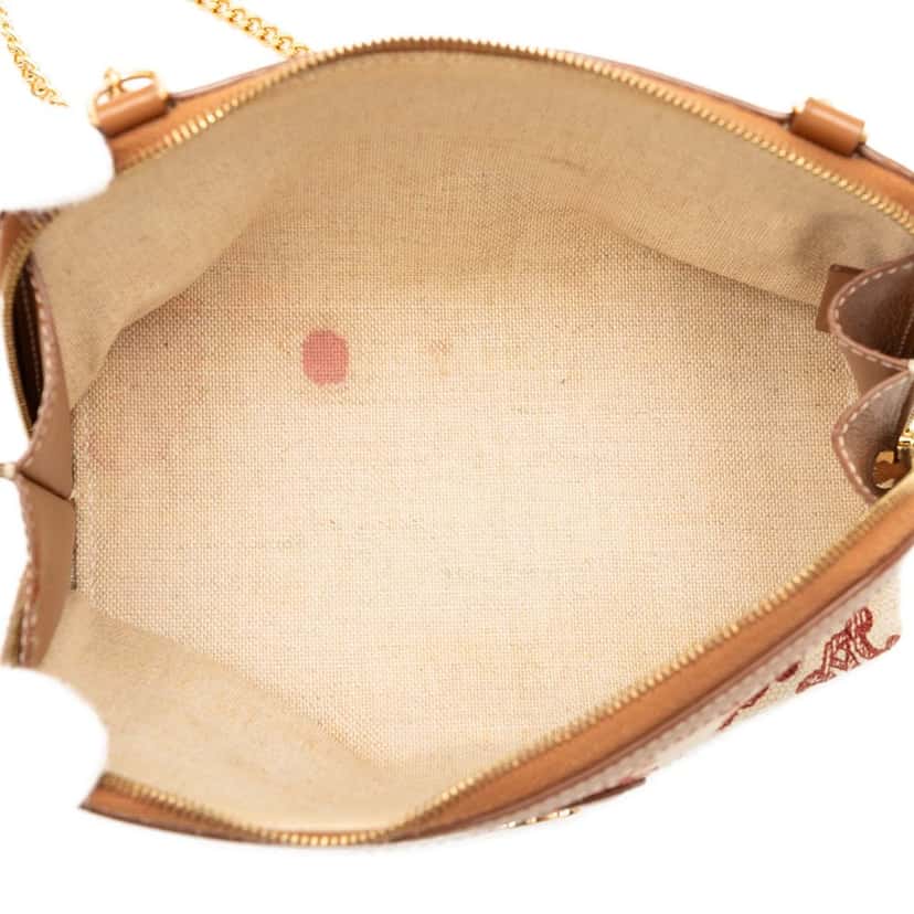 Celine Triomphe Embroidered Canvas Clutch On Chain Beige Very good condition - Model View
