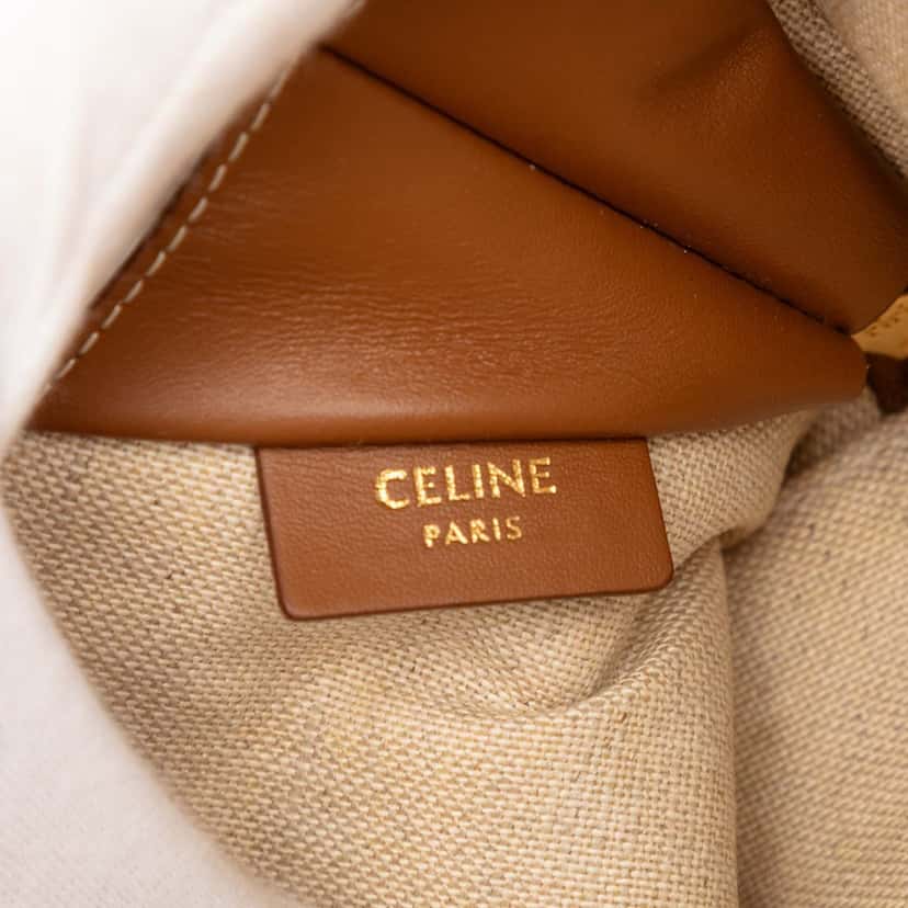 Celine Triomphe Embroidered Canvas Clutch On Chain Beige Very good condition - Box View