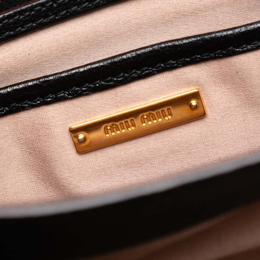 Miu Miu Goatskin Madras Satchel Black Leather Very good condition - Box View