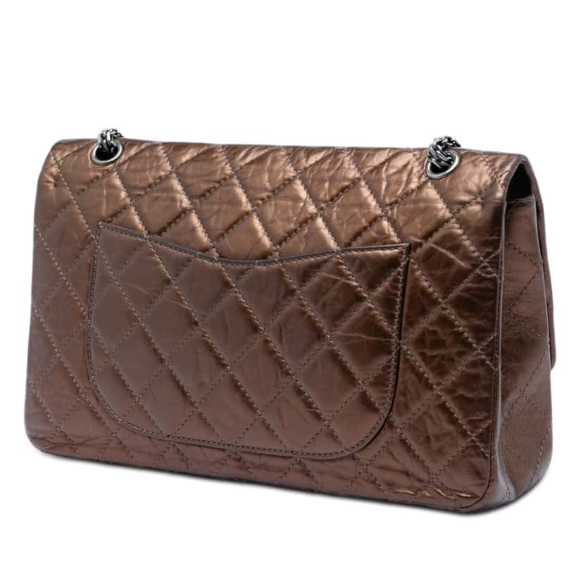 Chanel Metallic Aged Calfskin Reissue 2.55 Single Flap 227 Brown Leather Very good condition - Back View