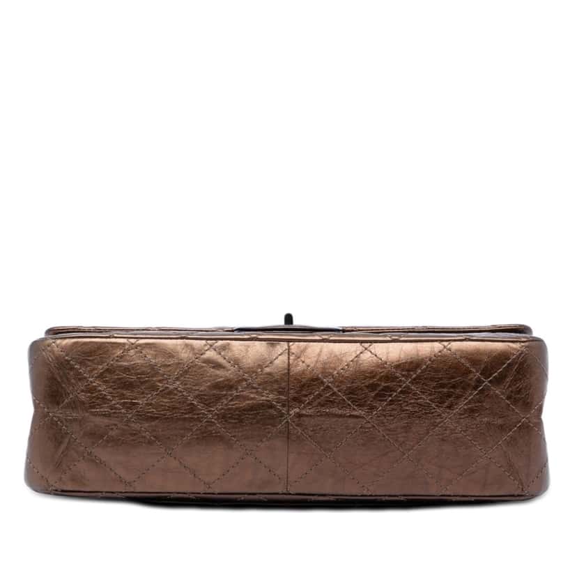 Chanel Metallic Aged Calfskin Reissue 2.55 Single Flap 227 Brown Leather Very good condition - Inside View