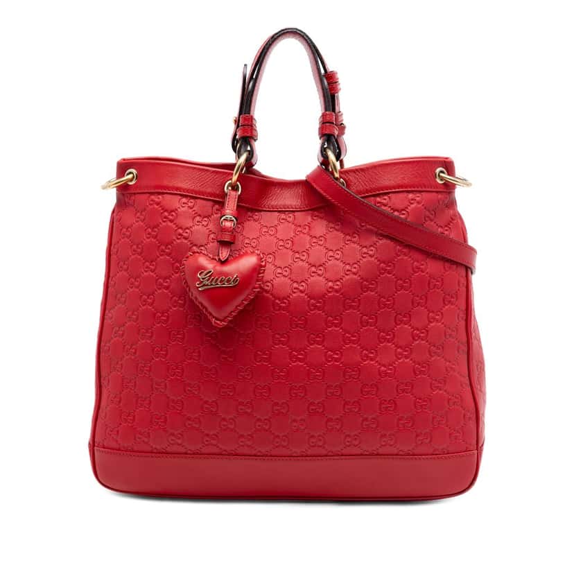 Gucci Medium Guccissima Valentine Top Handle Bag Red Leather Very good condition - Front View