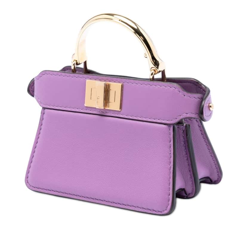 Fendi Nano Calfskin Peekaboo ISeeU Maxi Handle Satchel Purple Leather Very good condition - Back View