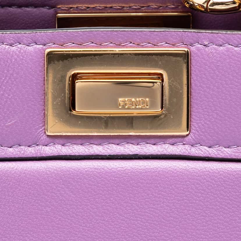 Fendi Nano Calfskin Peekaboo ISeeU Maxi Handle Satchel Purple Leather Very good condition - Box View