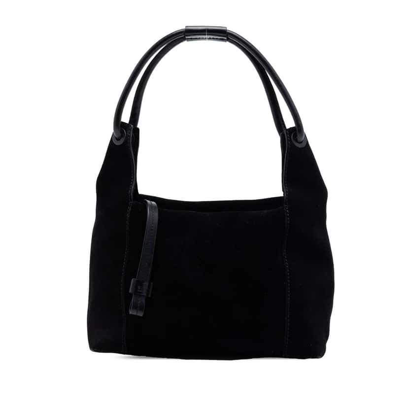 Gucci Suede Handbag Black Leather Very good condition - Front View