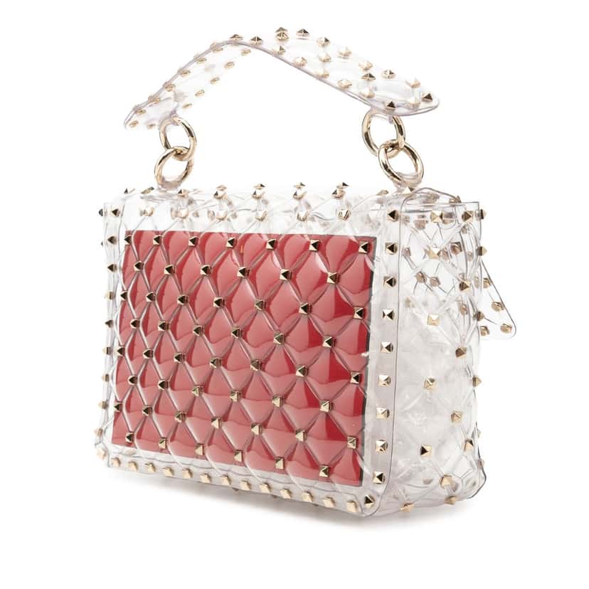 Valentino Medium PVC Rockstud Spike Satchel White Plastic Very good condition - Back View