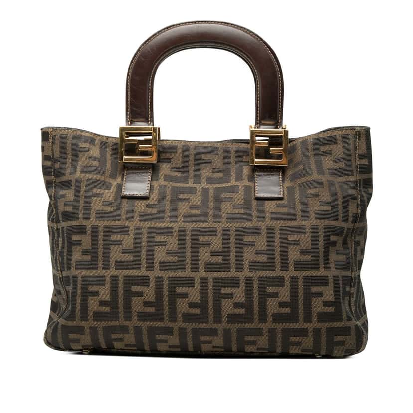 Fendi Small Zucca Canvas Twins Tote Brown Good condition - Front View