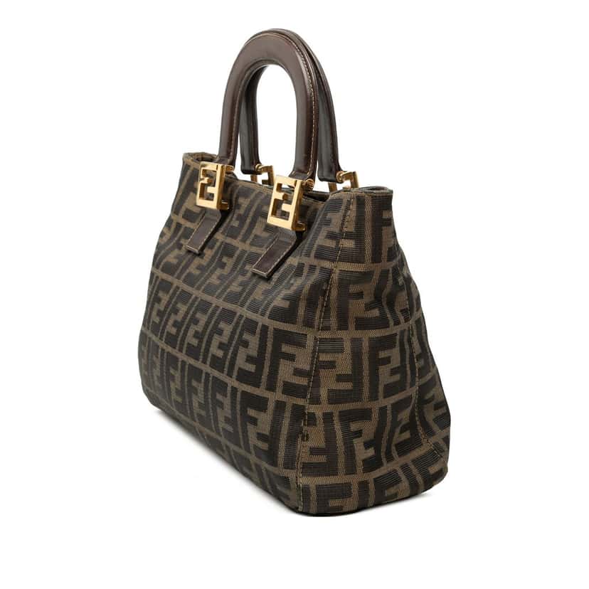 Fendi Small Zucca Canvas Twins Tote Brown Good condition - Back View