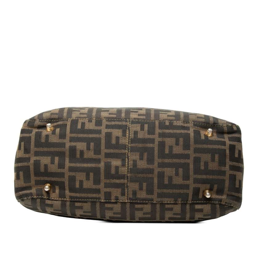 Fendi Small Zucca Canvas Twins Tote Brown Good condition - Inside View