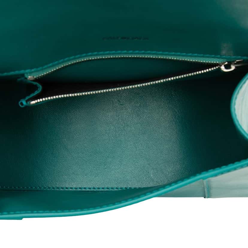 Balenciaga Small Shiny Box Calfskin Hourglass Top Handle Bag Blue Leather Very good condition - Model View