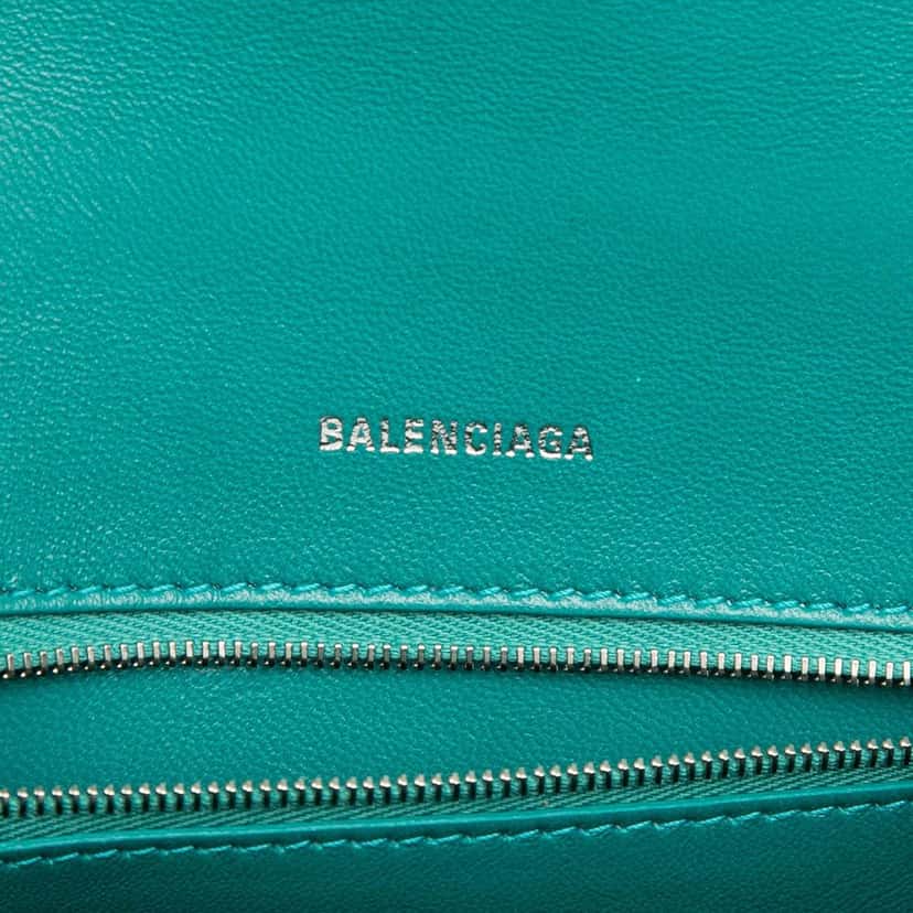 Balenciaga Small Shiny Box Calfskin Hourglass Top Handle Bag Blue Leather Very good condition - Box View