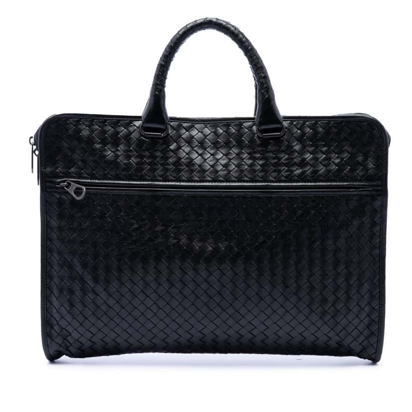 Bottega Veneta Nappa Intrecciato Briefcase Black Leather Very good condition - Front View