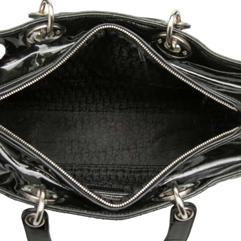 Dior Large Patent Cannage Lady Dior Black Leather Very good condition - Model View