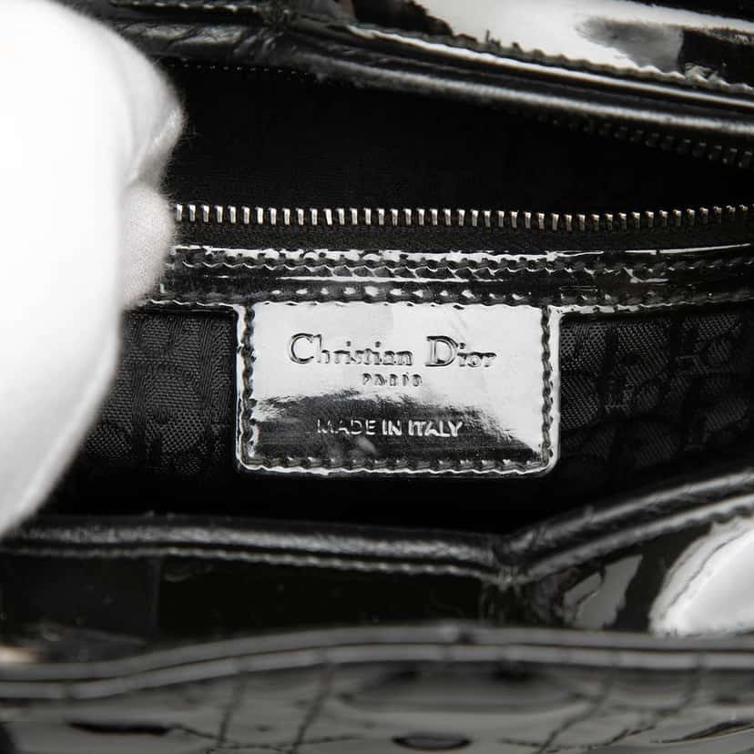 Dior Large Patent Cannage Lady Dior Black Leather Very good condition - Box View