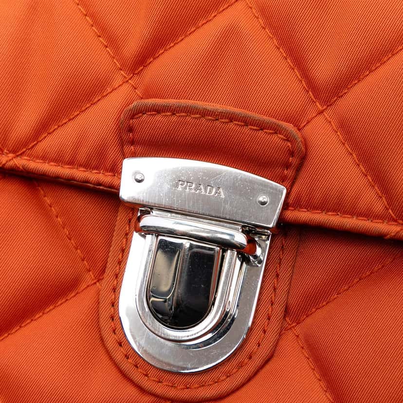 Prada Impuntu Tessuto Chain Crossbody Orange Very good condition - Box View