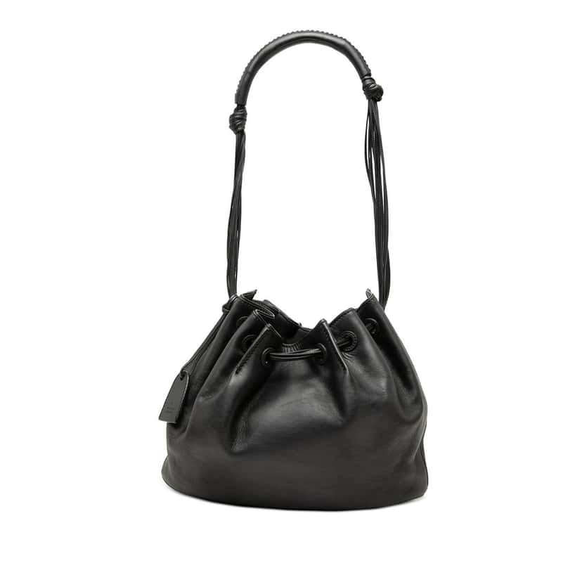 Gucci Calfskin Bucket Bag Black Leather Very good condition - Front View