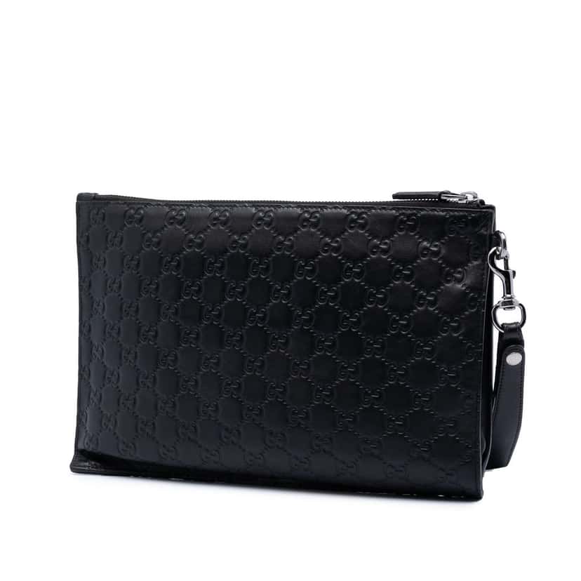 Gucci Guccissima Clutch Black Leather Very good condition - Back View