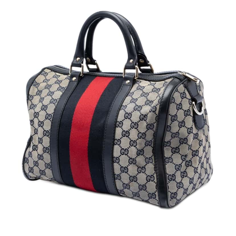 Gucci Medium GG Canvas Web Joy Boston Bag Beige Very good condition - Back View