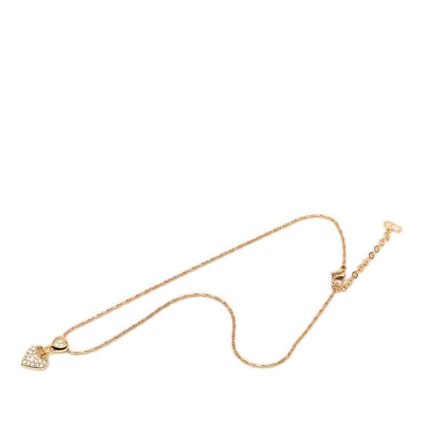 Dior Gold Plated CD Strass Logo Heart Pendant Necklace Gold Metal Very good condition - Front View