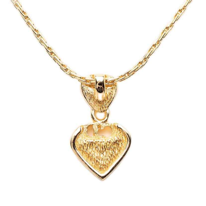 Dior Gold Plated CD Strass Logo Heart Pendant Necklace Gold Metal Very good condition - Inside View