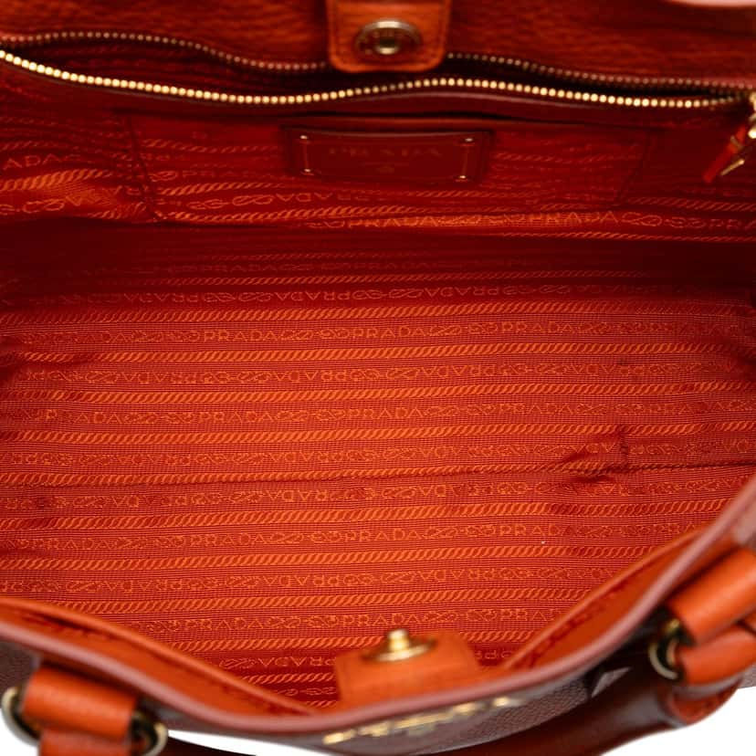 Prada Vitello Daino Open Convertible Tote Orange Leather Very good condition - Model View