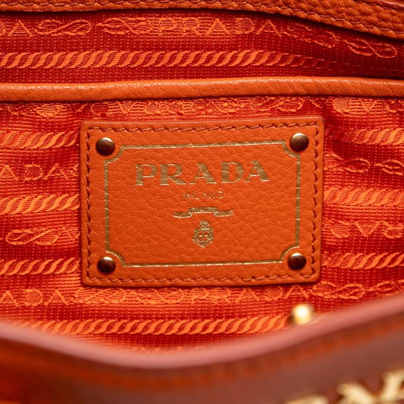 Prada Vitello Daino Open Convertible Tote Orange Leather Very good condition - Box View