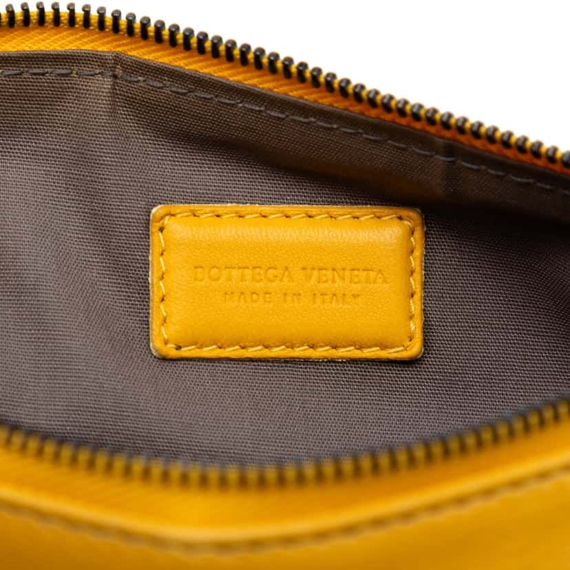 Bottega Veneta Intrecciato Trimmed Nappa Zipped Pouch Yellow Leather Very good condition - Box View