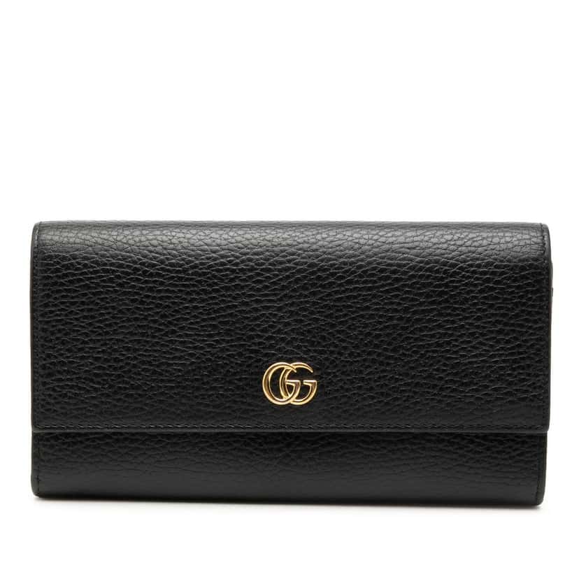 Gucci GG Marmont Continental Leather Long Wallet Black Leather Very good condition - Front View