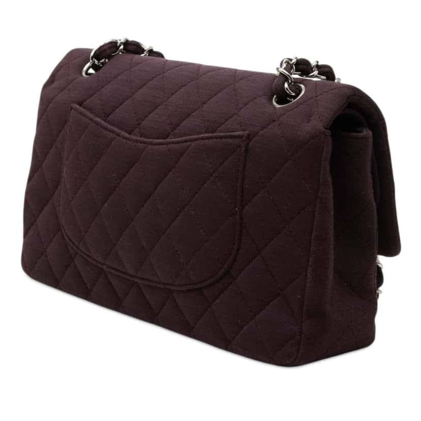 Chanel Medium Classic Jersey Double Flap Brown Very good condition - Back View